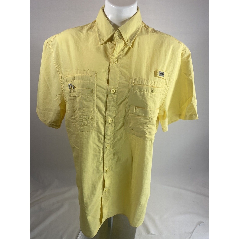 TSLA Shirt Mens Medium Yellow Fishing‎ Hiking Outdoor Performance